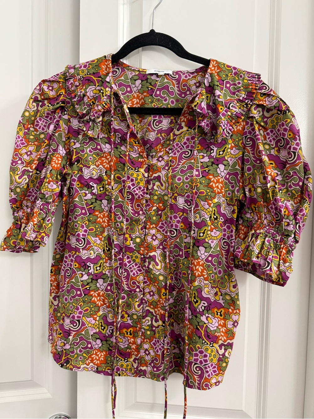 Suncoo Paris Laury Blouse Vibrant Floral Print Boho Luxury Peter Pan Collar